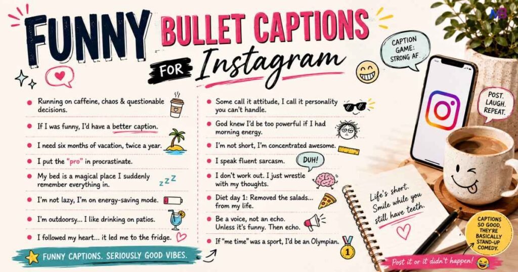 Funny Bullet Captions for Instagram