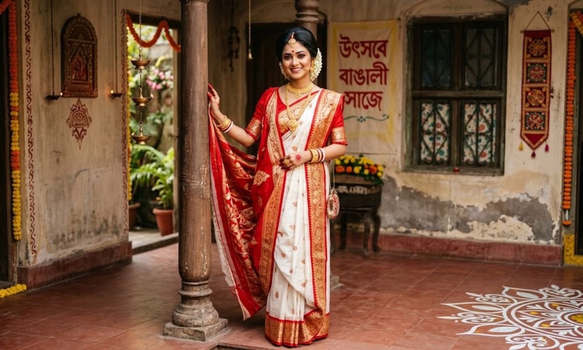 Caption for bengali saree look