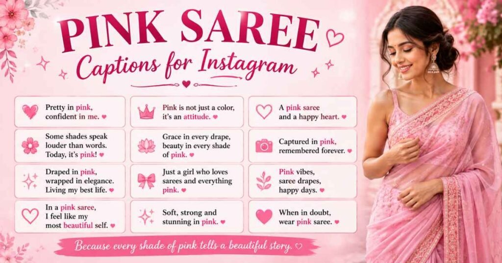 Pink Saree Captions for Instagram