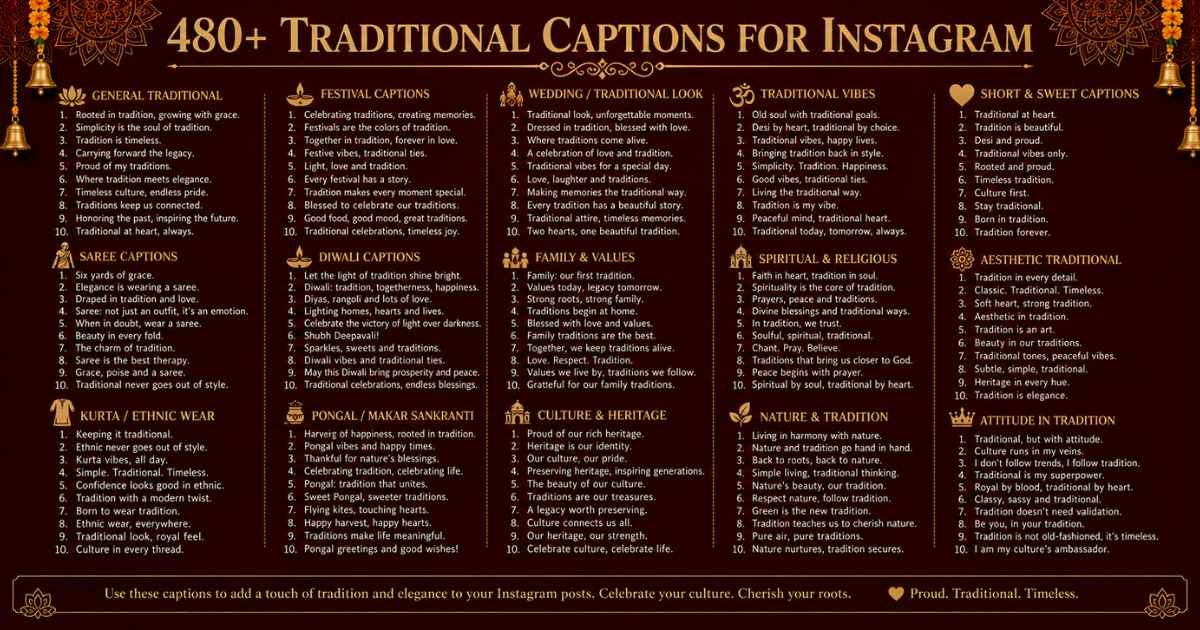 480+ Traditional Captions for Instagram