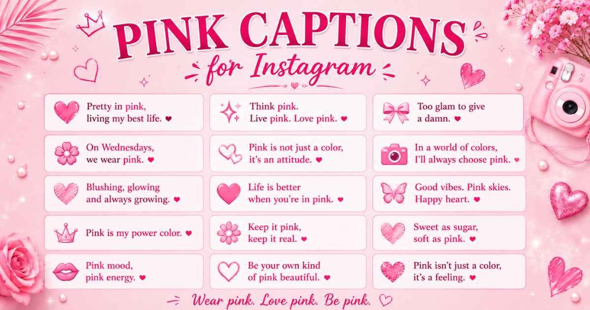 Pink Captions for Instagram